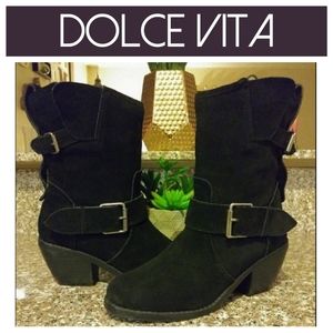 Dolce Vita Black Buckled Moto Boots Size 8